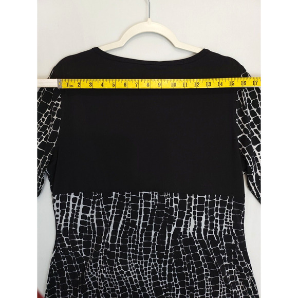 Multiples Tunic Top Ruched Side Zip Accent Women L Scoop Neck 3/4 Sleeve Black - Picture 6 of 11